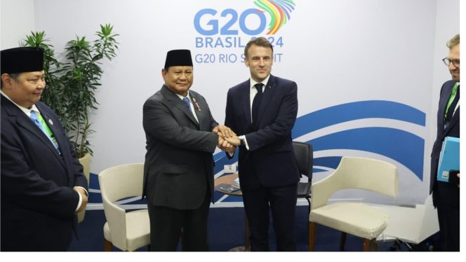 
					Presiden Prabowo dan Emmanuel Macron Perkuat Hubungan Bilateral di KTT G20 Brasil