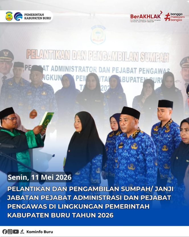 
					Sekda buru ( Aziz tomia ) melantik direktur rumah sakit Namlea di aula Bupati