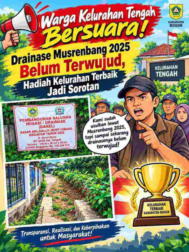 
					Warga Kelurahan Tengah Pertanyakan Realisasi Drainase Musrenbang 2025 dan Hadiah Kelurahan Terbaik Kabupaten Bogor